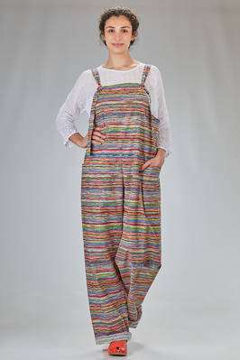 dungarees trousers in multicolored striped cotton canvas.  - 195