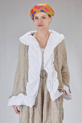 long and wide jacket in embossed doubled linen gauze on washed cotton and in contrast of color  - 195