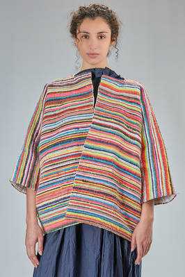 peacoat loom worked in multicolor cotton and linen and silk taffetas  - 195