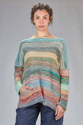 long and wide t-shirt in multicolor linen and cotton  - 195
