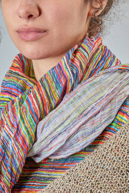big squared shawl in linen multicolor stripes canva  - 195