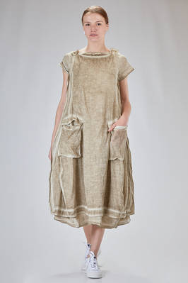 wide and flared dress in melange washed cotton, lyocell, polyamide, seaweed and elastan canva  - 392