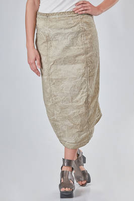 longuette pencil skirt, in washed and stretch linen, cotton, polyamide and elastan seersucker  - 392
