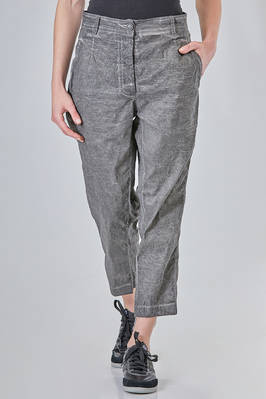 soft trousers in washed and stretch linen, cotton, polyamide and elastan seersucker  - 392