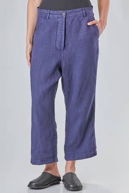 soft trousers, ankle-lenght, in washed linen canva  - 392