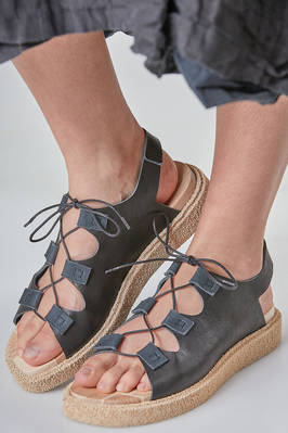 'urban trekking' sandal in leather, wood and expanded eva  - 399