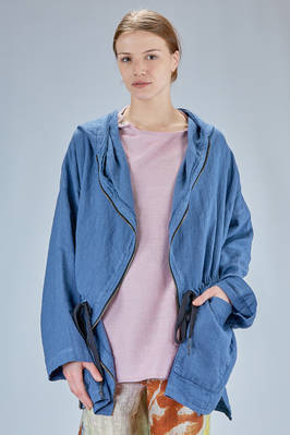 wide peacoat in waterproof linen and cotton canva  - 401