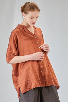 long and wide shirt in washed silk and cotton satin garment dyed - ALBUM DI FAMIGLIA 