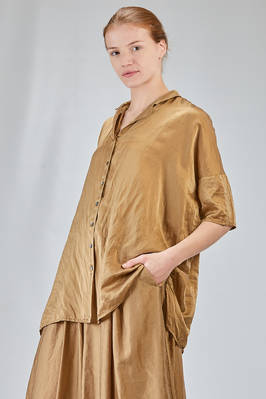 long and wide shirt in washed silk and cotton satin garment dyed - ALBUM DI FAMIGLIA 