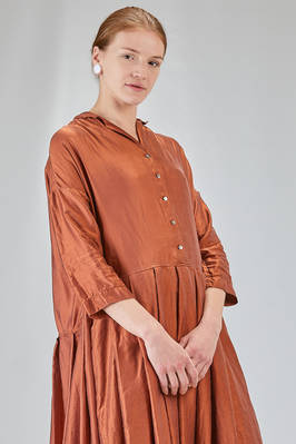 long and wide dress in washed silk and cotton satin garment dyed - ALBUM DI FAMIGLIA 