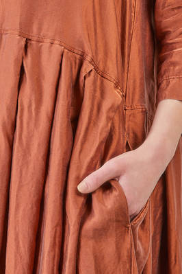 long and wide dress in washed silk and cotton satin garment dyed - ALBUM DI FAMIGLIA 