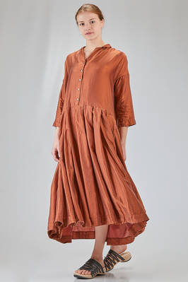 long and wide dress in washed silk and cotton satin garment dyed - ALBUM DI FAMIGLIA 