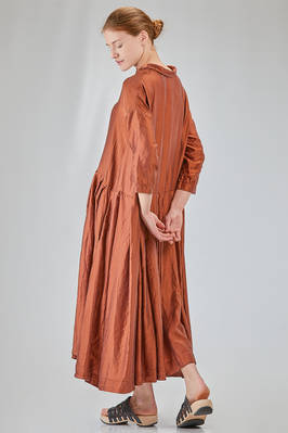 long and wide dress in washed silk and cotton satin garment dyed - ALBUM DI FAMIGLIA 