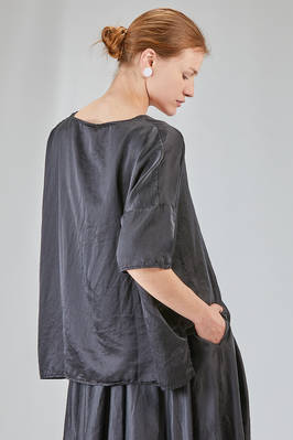 long and wide top in washed silk and cotton satin garment dyed - ALBUM DI FAMIGLIA 