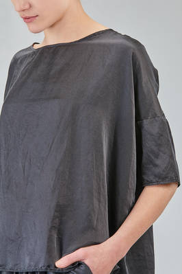 long and wide top in washed silk and cotton satin garment dyed - ALBUM DI FAMIGLIA 