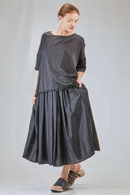 long and wide top in washed silk and cotton satin garment dyed - ALBUM DI FAMIGLIA 