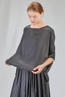 long and wide top in washed silk and cotton satin garment dyed - ALBUM DI FAMIGLIA 