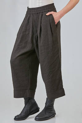 pantalone ampio in chevron lavato e tinto in capo di viscosa e lino - ALBUM DI FAMIGLIA 