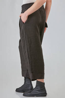 pantalone ampio in chevron lavato e tinto in capo di viscosa e lino - ALBUM DI FAMIGLIA 