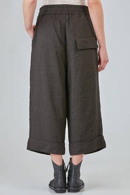 pantalone ampio in chevron lavato e tinto in capo di viscosa e lino - ALBUM DI FAMIGLIA 