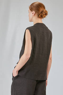 oversized gilet in washed and garment dyed viscose and linen chevron - ALBUM DI FAMIGLIA 