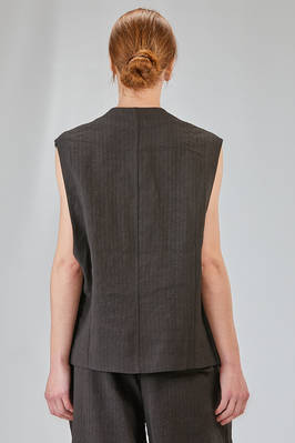 oversized gilet in washed and garment dyed viscose and linen chevron - ALBUM DI FAMIGLIA 