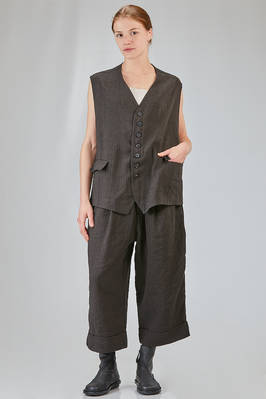 oversized gilet in washed and garment dyed viscose and linen chevron - ALBUM DI FAMIGLIA 