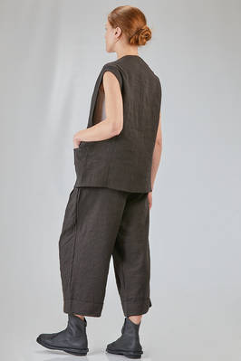 oversized gilet in washed and garment dyed viscose and linen chevron - ALBUM DI FAMIGLIA 