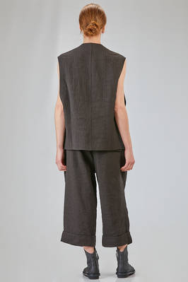 oversized gilet in washed and garment dyed viscose and linen chevron - ALBUM DI FAMIGLIA 