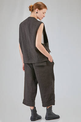 oversized gilet in washed and garment dyed viscose and linen chevron - ALBUM DI FAMIGLIA 