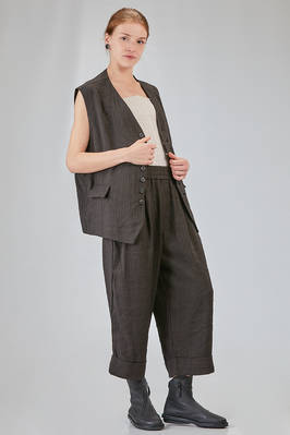 oversized gilet in washed and garment dyed viscose and linen chevron - ALBUM DI FAMIGLIA 