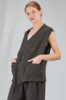 oversized gilet in washed and garment dyed viscose and linen chevron - ALBUM DI FAMIGLIA 