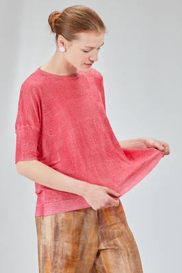 long and straight t-shirt in light flamed linen and polyamide knit - F-CASHMERE by FISSORE 