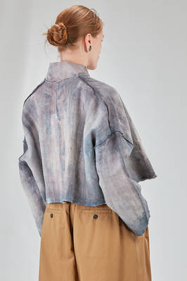 caban al fianco, ampio, in bourette di canapa tutta sfumata - F-CASHMERE by FISSORE 