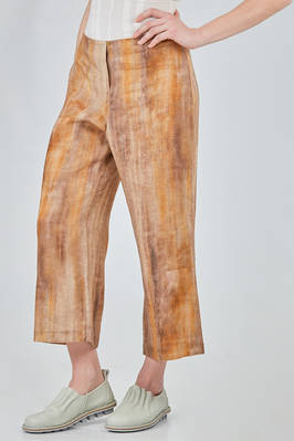 ankle length trousers in printed linen canvas - F-CASHMERE by FISSORE 