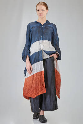 long and wide shirt in light washed and hand dyed linen organza  - 363