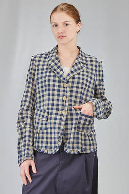 hip-lenght jacket, slightly slim, in washed cotton vichy  - 406