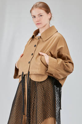 hip-lenght caban, wide, in light cotton canvas and cotton mesh - ISABEL BENENATO 