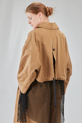 hip-lenght caban, wide, in light cotton canvas and cotton mesh - ISABEL BENENATO 
