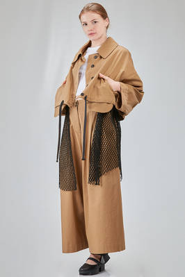hip-lenght caban, wide, in light cotton canvas and cotton mesh - ISABEL BENENATO 