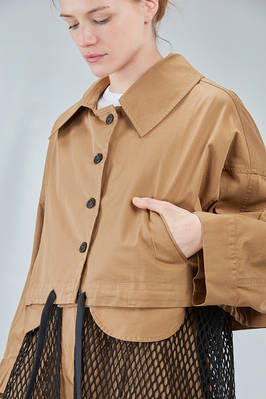 hip-lenght caban, wide, in light cotton canvas and cotton mesh - ISABEL BENENATO 