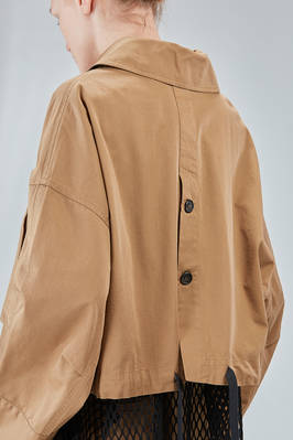 hip-lenght caban, wide, in light cotton canvas and cotton mesh - ISABEL BENENATO 