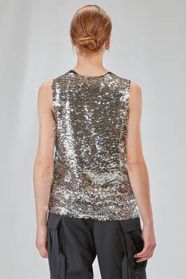 'two pieces' tank top in glittery polyester jersey and in silver polyurethane micro-sequins - JUNYA WATANABE 