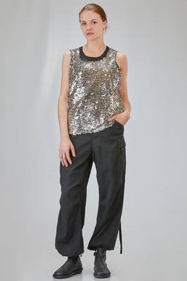 'two pieces' tank top in glittery polyester jersey and in silver polyurethane micro-sequins - JUNYA WATANABE 