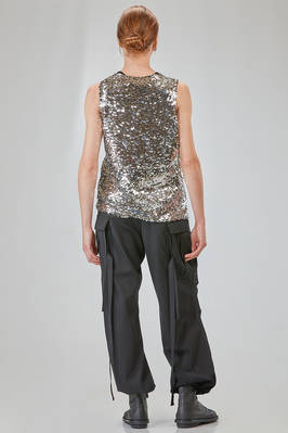 'two pieces' tank top in glittery polyester jersey and in silver polyurethane micro-sequins - JUNYA WATANABE 