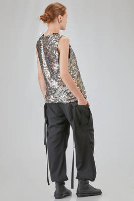 'two pieces' tank top in glittery polyester jersey and in silver polyurethane micro-sequins - JUNYA WATANABE 