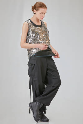 'two pieces' tank top in glittery polyester jersey and in silver polyurethane micro-sequins - JUNYA WATANABE 