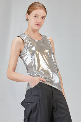 basic tank top, hip-lenght, in metallic polyester and polyurethane jersey - JUNYA WATANABE 