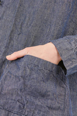 hip-lenght jacket, wide, in iridescent washed linen denim - MANUELLE GUIBAL 