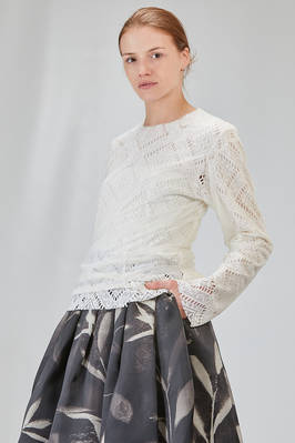 long and lean t-shirt in tricot polyester knit and polyester tulle - COMME des GARÇONS - COMME des GARÇONS 